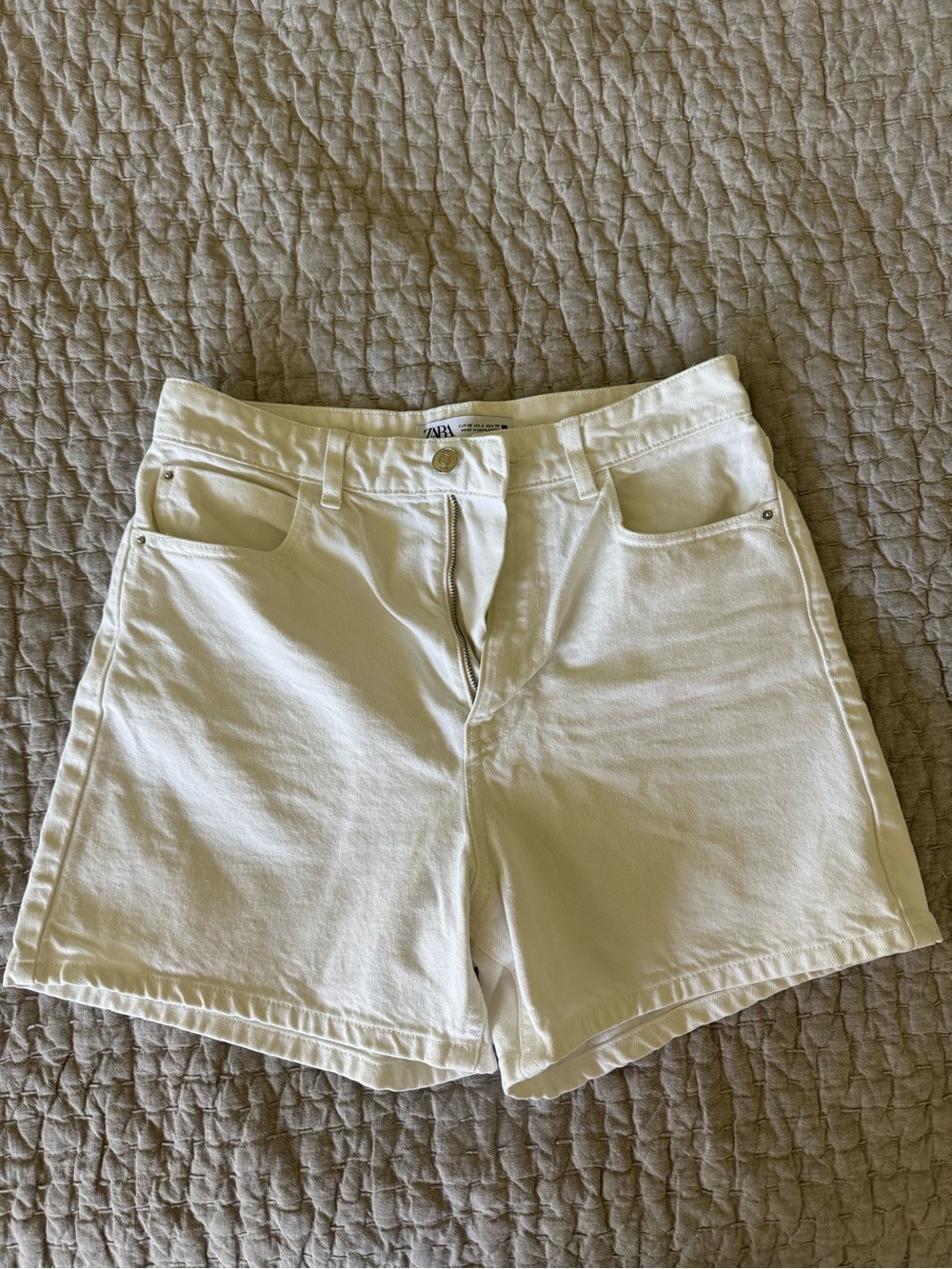 Zara white denim shorts